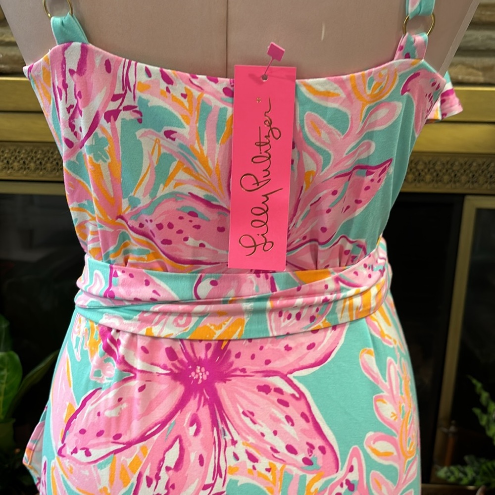 Lilly Pulitzer Fontaine Wrap Dress. Surf Blue Bonita Blooms Size Medium NWT - Picture 7 of 9